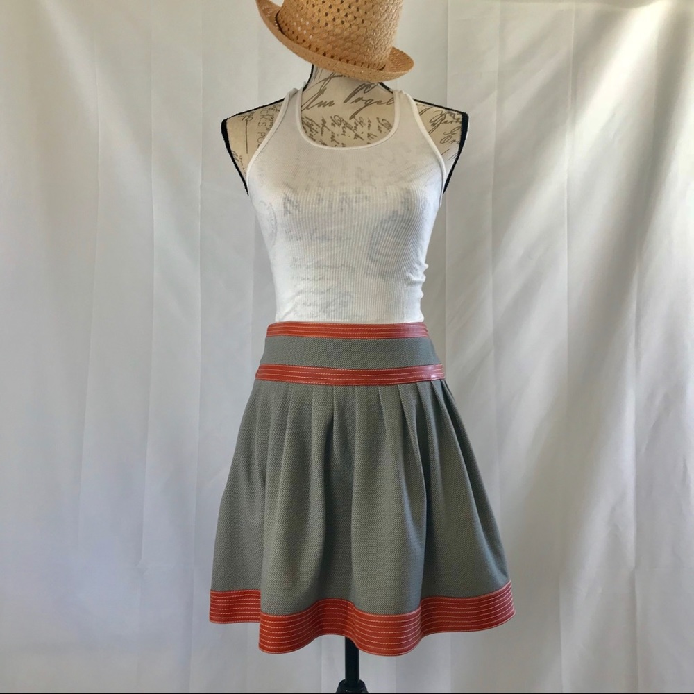 Diane Von Furstenberg Leather Trimmed Mini Skirt